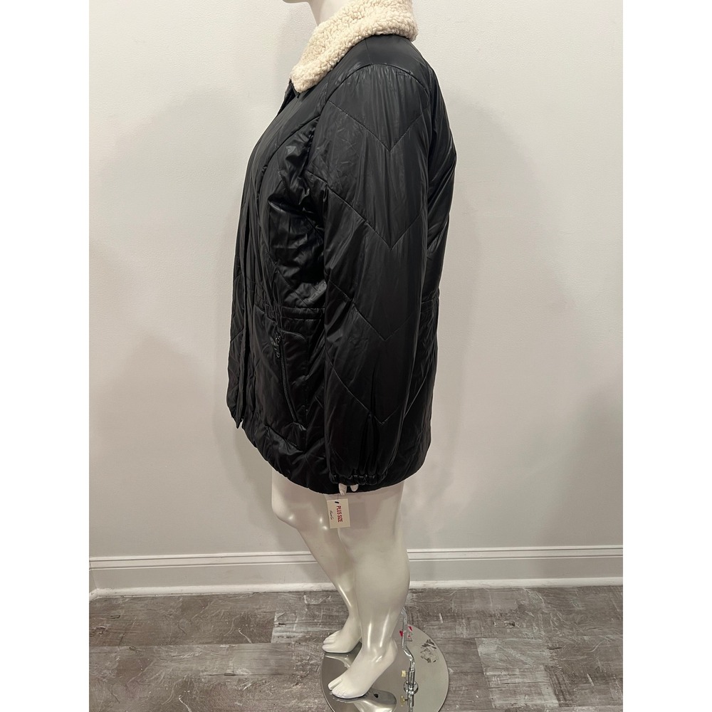 Kenneth Cole Coat Womens Black Quilted Puffer Jacket Sherpa Collar 1X New w Tags - Picture 3 of 16